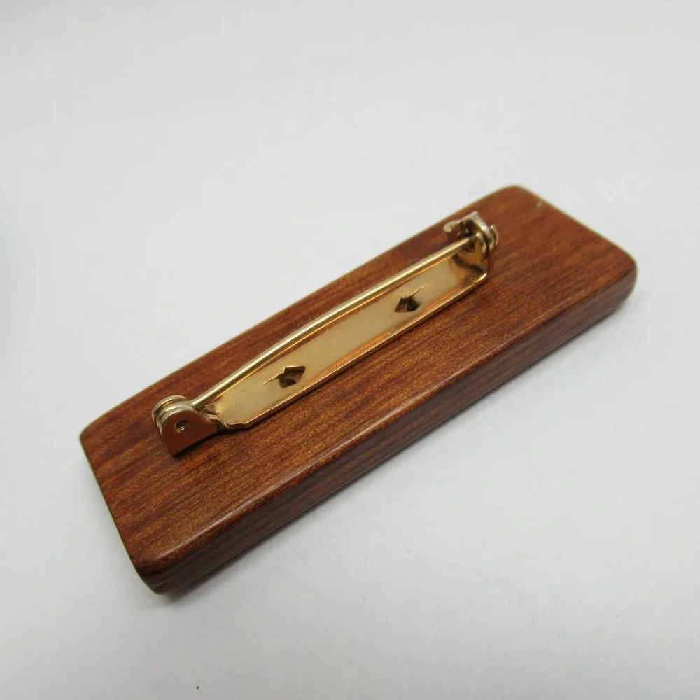 Wood Inlay Brooch
